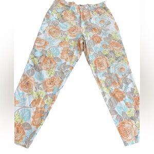 Jou Jou all‎ cotton floral 1980s pants-retro-kitsch-since 1976-waist 27” vintage